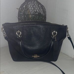 Coach Black Pebbled Leather Satchel with Gold Hardware